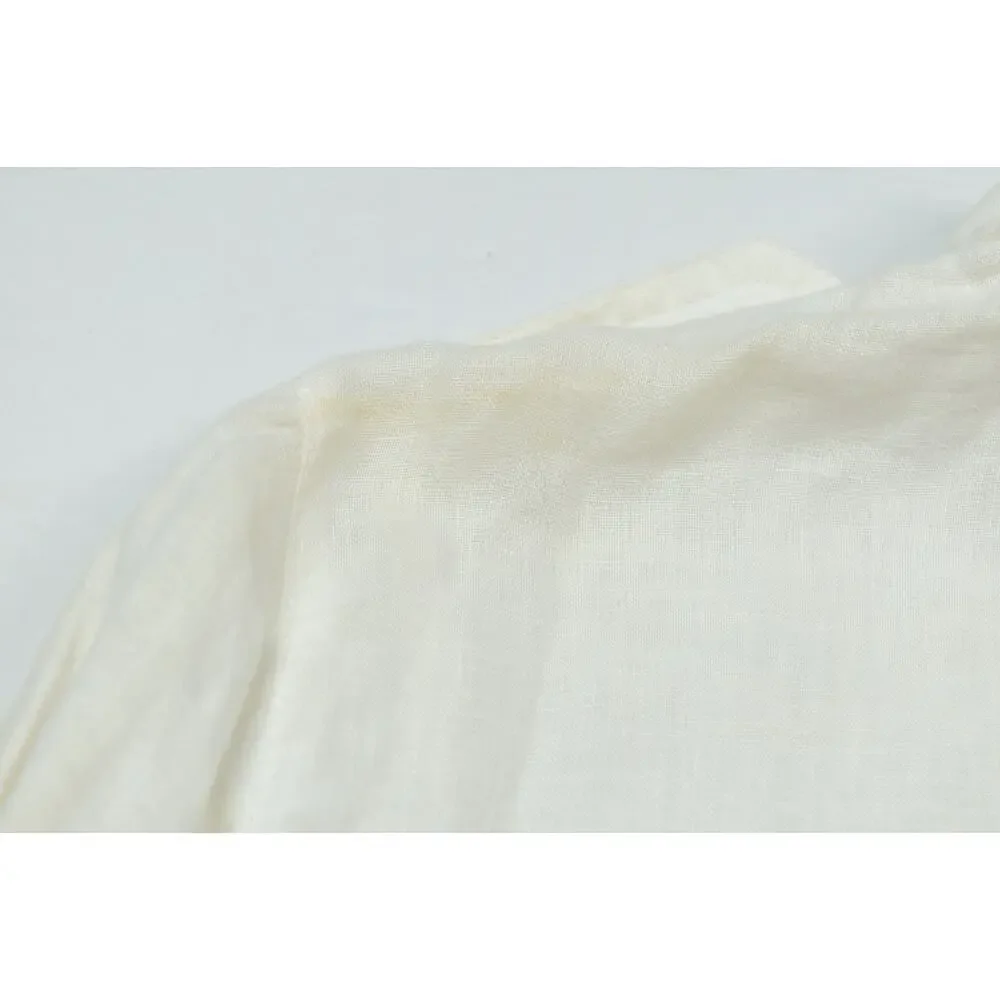 Tory Burch Linen Utility Shirt Womens 6 White Long Sleeve Button-Up Regular Fit